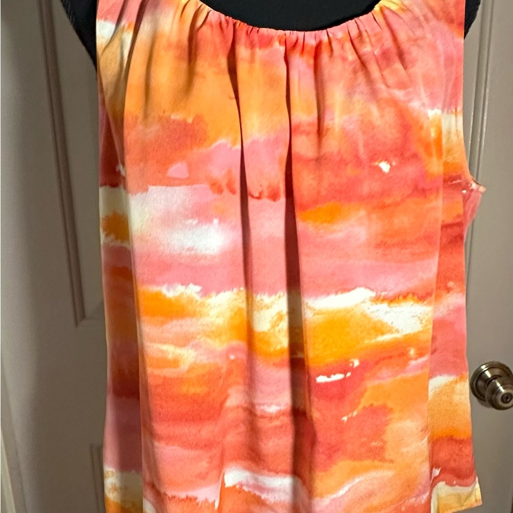 Women's Sleeveless Orange and Pink Top